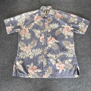 Tori Richard Hawaiian Shirt Mens XL Floral Reverse Print Short Sleeve Button Up